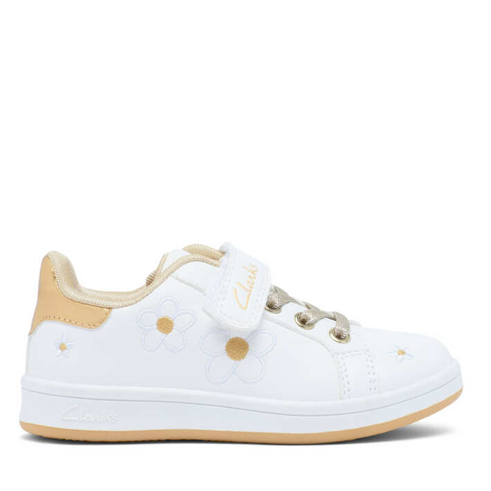 Clarks Daphne Jnr - White/Gold